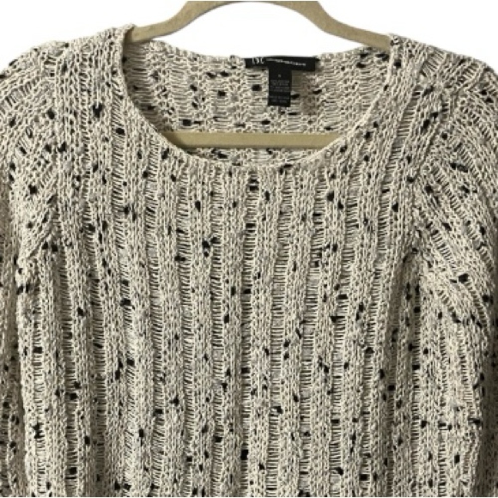 INC Crochet Sweater, Long Sleeve, Neutral, Metallic, Sz S, Cotton, Timeless - Picture 6 of 9